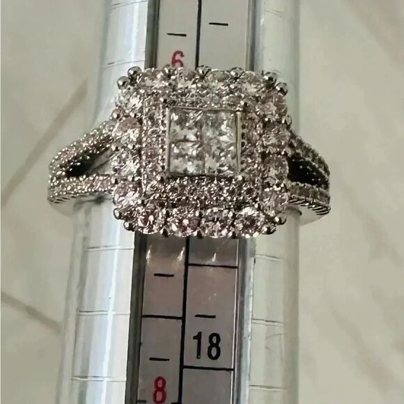 WEEKEND SALE* Stunning Pave White Sapphire Ring - Picture 8 of 8